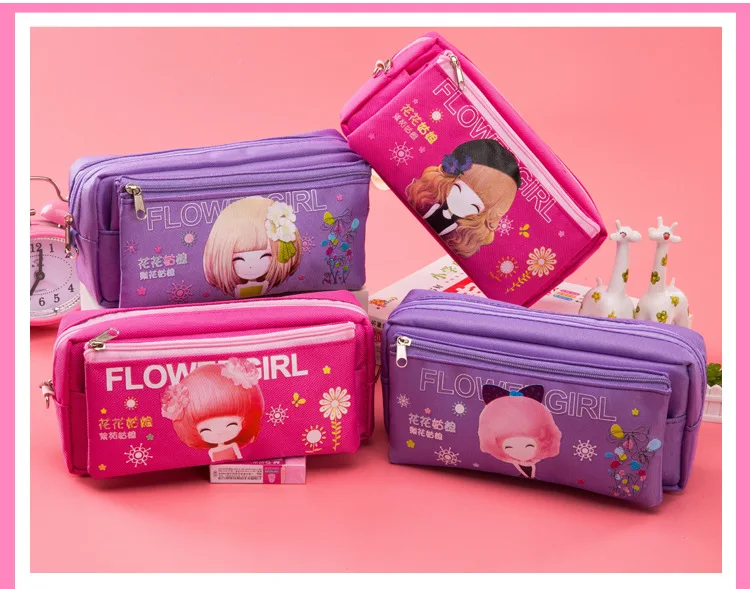 Милый каваи девушка корейский дизайн мультфильм карандаш холст большой емкости