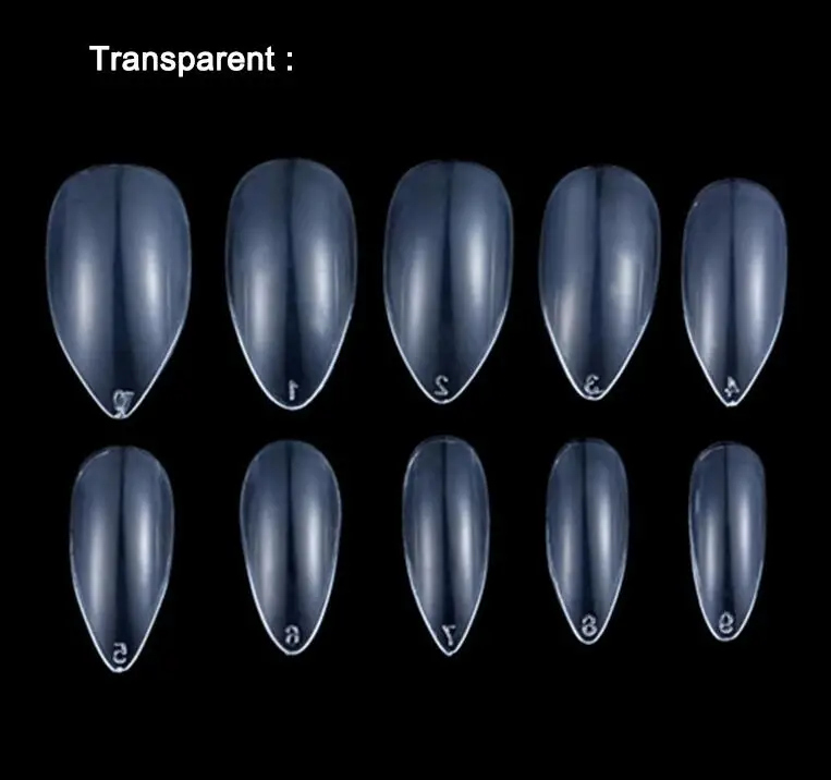 Transparent 600 шт./упак. острые ногти острые поддельные ногти Короткие Полное покрытие искусственные кончики для ногтей ложный акриловый гель для маникюра советы - Цвет: Transparent