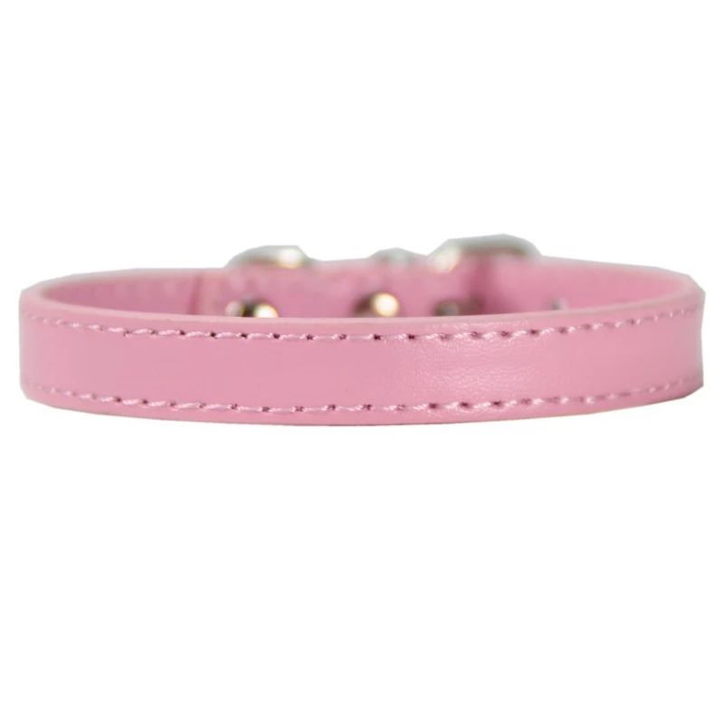 Pink XXS-XL ошейник для маленьких собак, кожаный ошейник для щенков, чихуахуа, бульдога, питбуля, ошейник для домашних животных, ошейники для маленьких, средних и больших собак, кошек - Цвет: Pink
