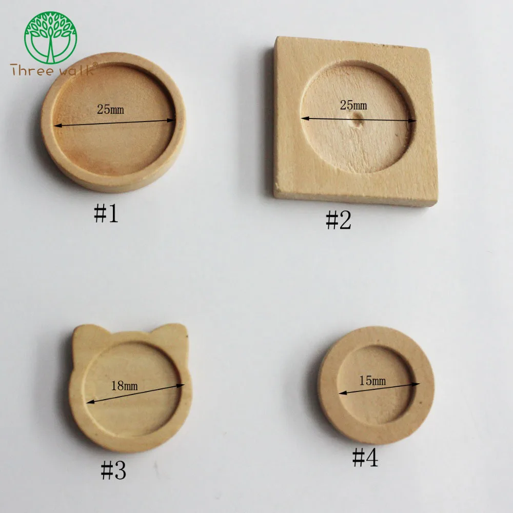

10pcs DIY Natural Wooden Collet Base Jewelry Findings Round Necklace Making
