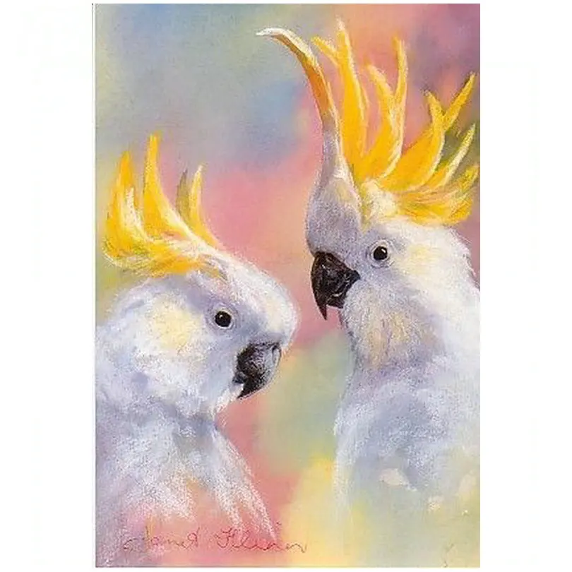 Hand-painted two white parrot pictures full square diy 5d diamond painting mosaic embroidery 3D | Дом и сад
