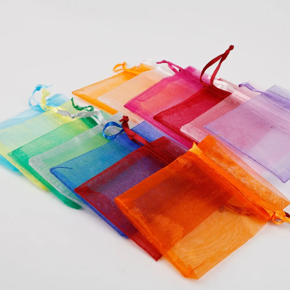 10 шт./лот Подарочная сумка для ювелирных изделий 7x9 см 9x12 Упаковка из органзы