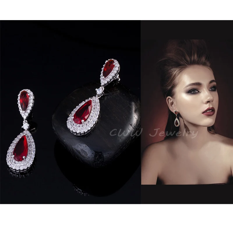 CWWZircons/Великолепная длинная королевская голубая серьга из белого кубического