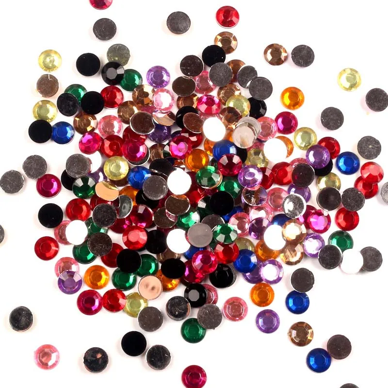 10mm-500Pcs 1000 шт Смешанные акриловые цветочные украшения, поделки, кабошон, скрапбукинг, украшения с плоским основанием, для дизайна ногтей, бисер для одежды, сделай сам - Цвет: 10mm-500Pcs