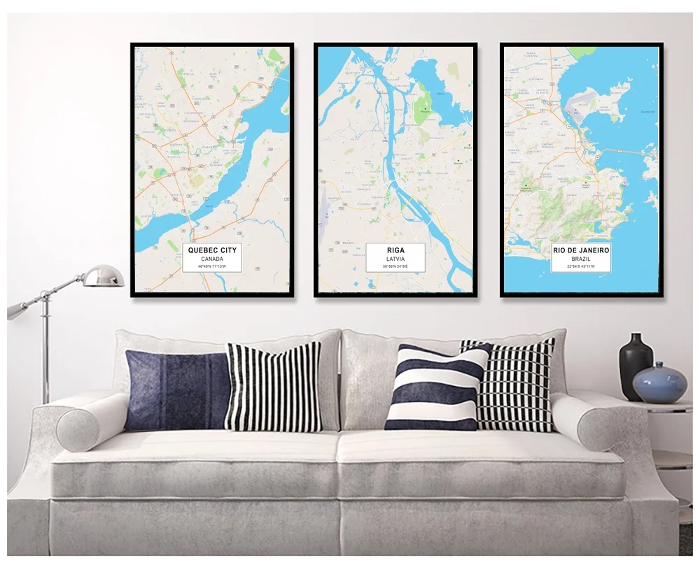 QUEBEC CITY Riga Rio de Janeiro Poster Canvas Art Prints Painting Wall Picture for Children Living Room Decor | Дом и сад