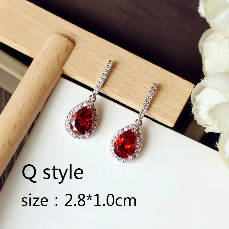 Q style Роскошные бордовые винно-красные длинные висячие серьги геометрической формы с большим квадратным кубическим цирконием для женщин, вечерние, свадебные ювелирные изделия, подарок - Окраска металла: Q style