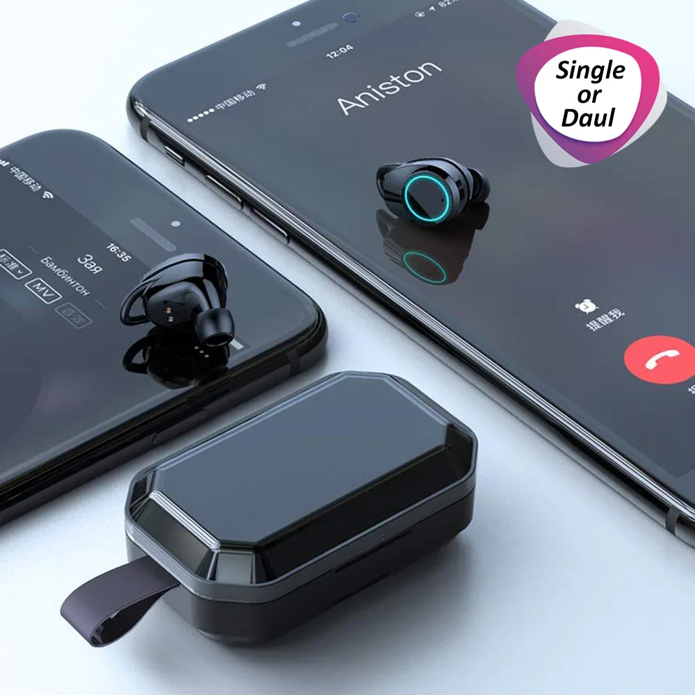Ralyin беспроводными bluetooth-наушниками с 3000 мА · ч зарядный Чехол спортивные TWS стерео blueooth наушники сенсорная кнопка гарнитура