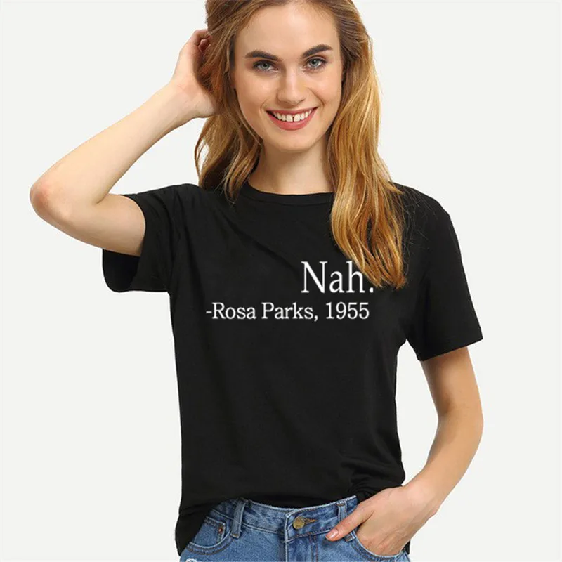 Женская футболка SexeMara WT0080 с круглым вырезом и принтом Nah Rosa Parks 1955 | одежда