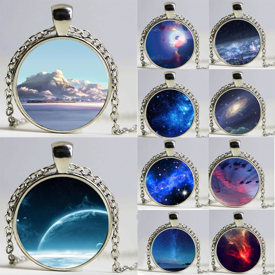 19 выбор винтажных длинных ожерелий и подвесок серебряного цвета со стеклом Луны