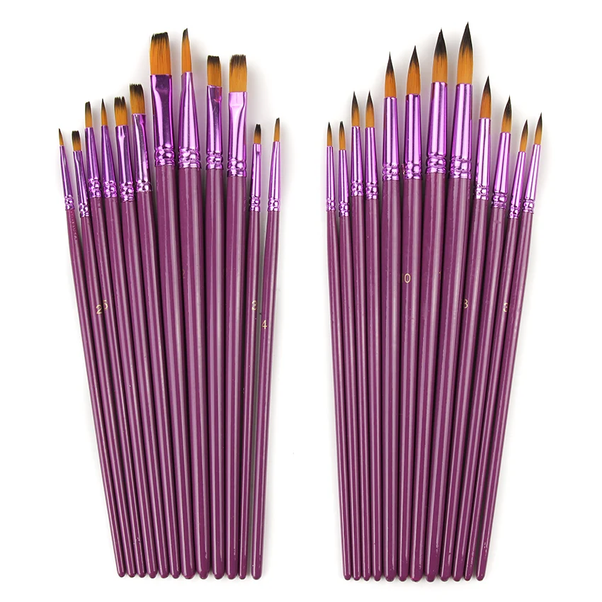 Набор кистей из нейлона для рисования акварелью 12 шт./лот|paint brush set|hair paint brushpaint |