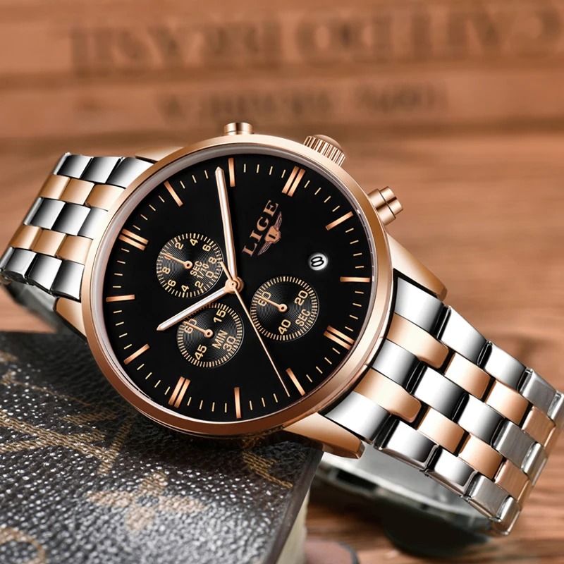 Relogio masculino LIGE Hommes Montres Топ Marque De Luxe режим Повседневное кварц Montre Спортивная En Acier Plein