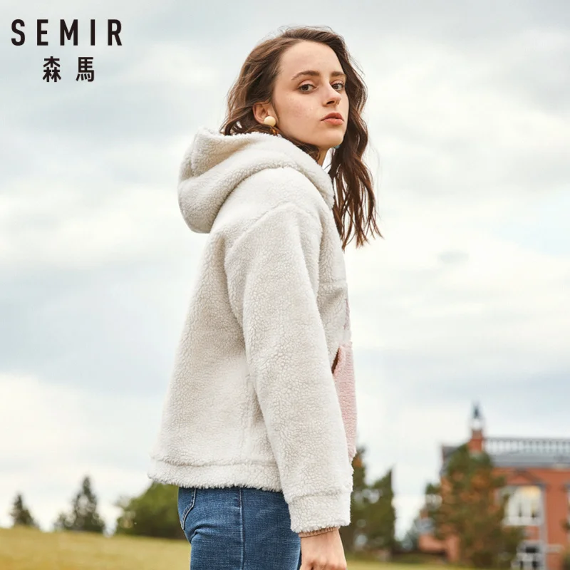 SEMIR Для женщин подстежка на искусственном меху толстовка с капюшоном и
