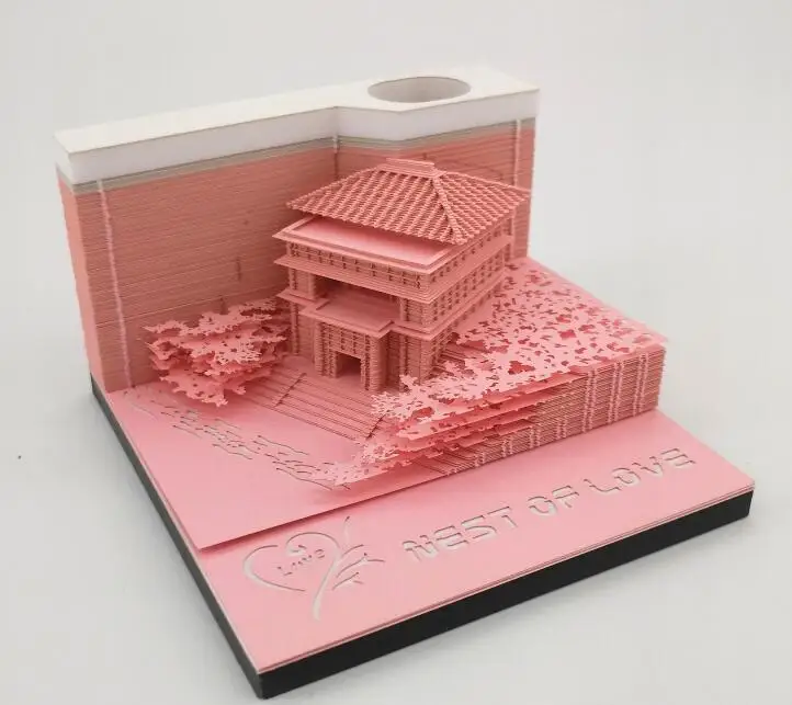 Pink 3D сделай сам, бумага для заметок, модель бумаги, архитектурная модель, домашний офис, украшение стола, гнездо любви, рекламный подарок - Цвет: Pink