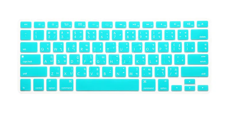 Aqua Green HRH тайский язык Цвет гель Клавиатура Обложка силиконовый кожи протектор для MacBook Pro Air retina 1" 15" 1" выпуска до - Цвет: Aqua Green