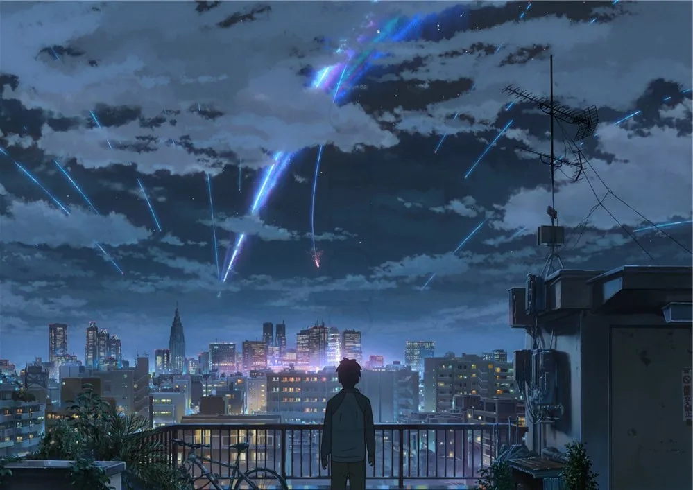 Японский мультфильм плакаты Makoto Shinkai ваше имя наклейки на стену с белым покрытием бумага печатает высокой четкости украшения дома - Цвет: Светло-зеленый