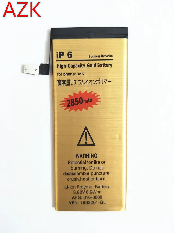 Новая замена Золотая IP 6 батарея для iPhone 6G iPhone6 телефона 2850mAh 0 цикл | Мобильные