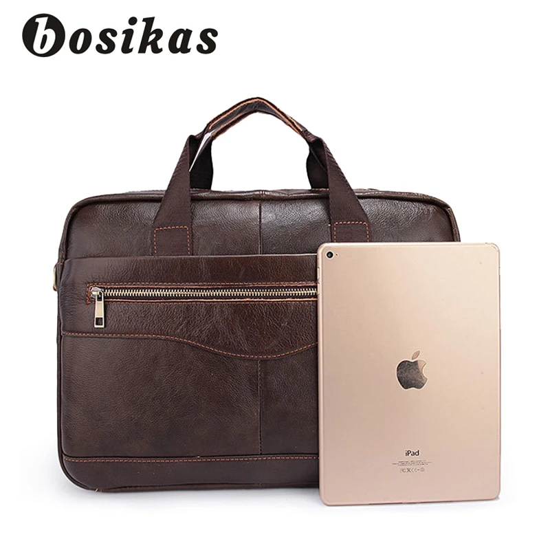 BOSIKAS натуральная кожа сумка Для мужчин модные кожаные Мужчин's Портфели