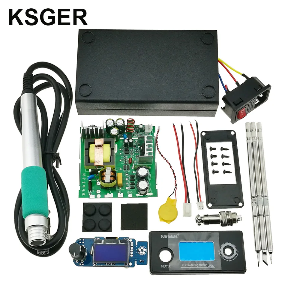 sets 5 KSGER T12 STM32 V2.1S DIY наборы паяльник станция OLED контроллер ABS чехол из нержавеющей стали T12 наконечники FX9501 ручка из алюминиевого сплава - Цвет: sets 5