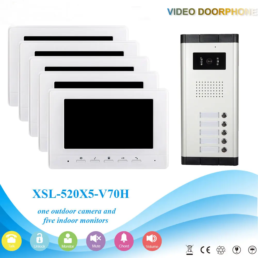 YobangSecurity 7 дюймов цветной проводной видеодомофон с ночным видением и