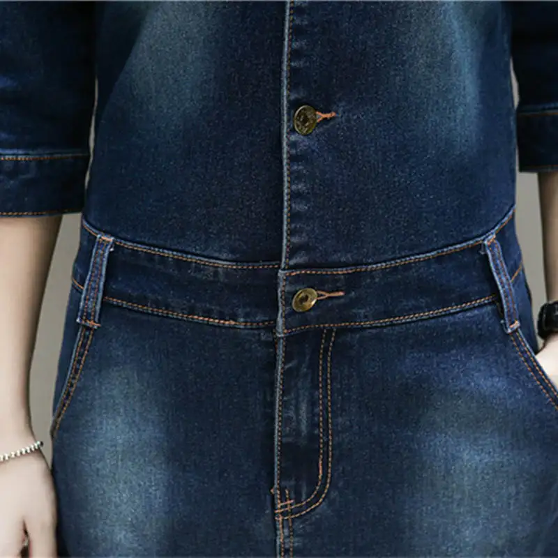 Женское длинное джинсовое платье элегантное винтажное с длинным рукавом модель