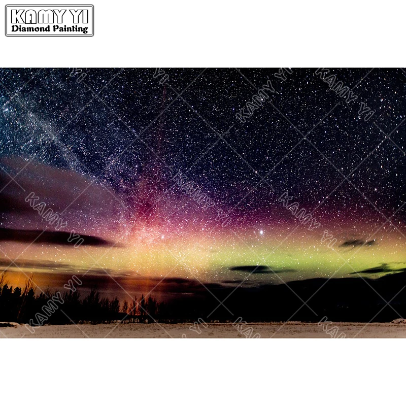 Камни в форме ромба дрель 5D сделай сам: Aurora Borealis Nigt Алмазная вышивка крестиком на