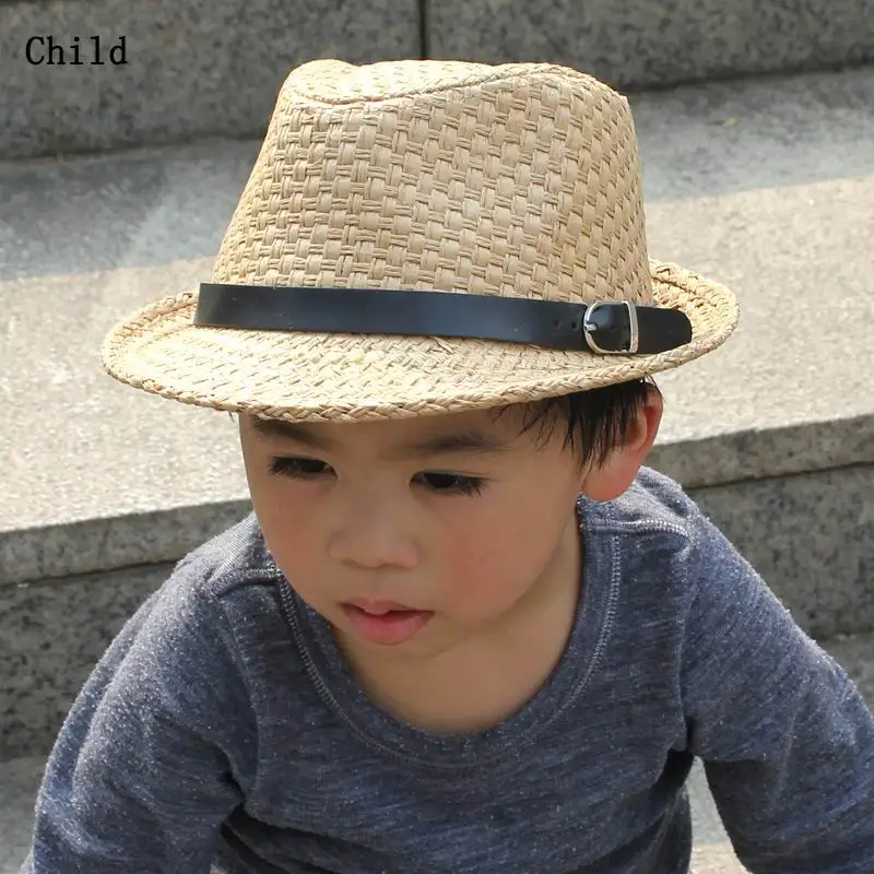 

Fedora Child Straw Hat Unisex Topper Sunhat Fashion Leisure Adult Jazz Cap For Spring And Summer