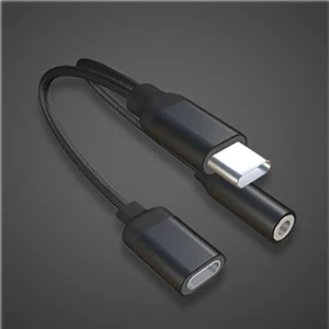 Usb type-C к сплиттеру 3,5 мм разъем AUX для зарядки type-C 2 в 1 сплиттер адаптер аудио конвертер кабель для телефона xiaomi huawei - Цвет: Черный