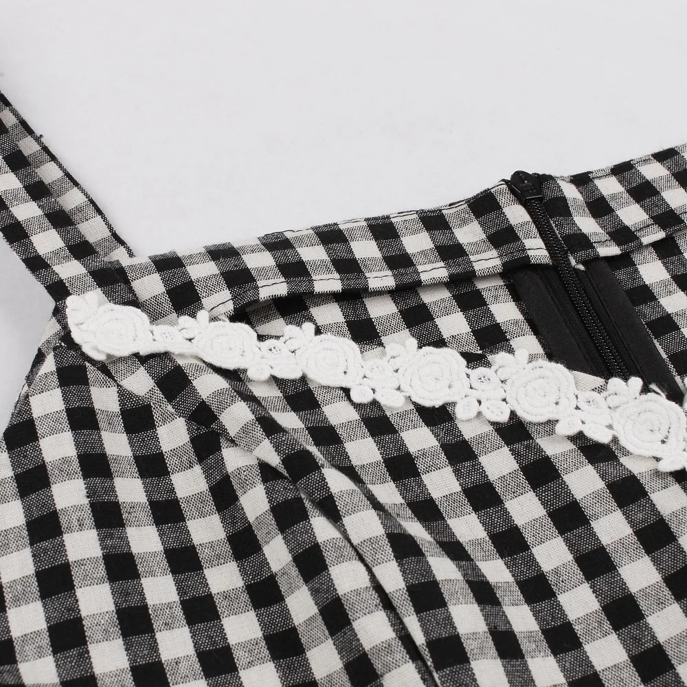 

Summer Black Plaid pattern Women Dress Retro Elegant Dress Sleeveless High Waist Party Work Office Casual Dresses 2019 New