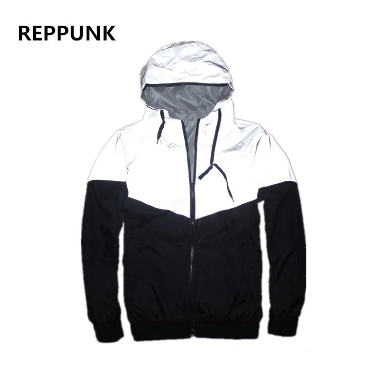 REPPUNK 2018 Стильная мужская и женская куртка Осенняя Лоскутная Светоотражающая