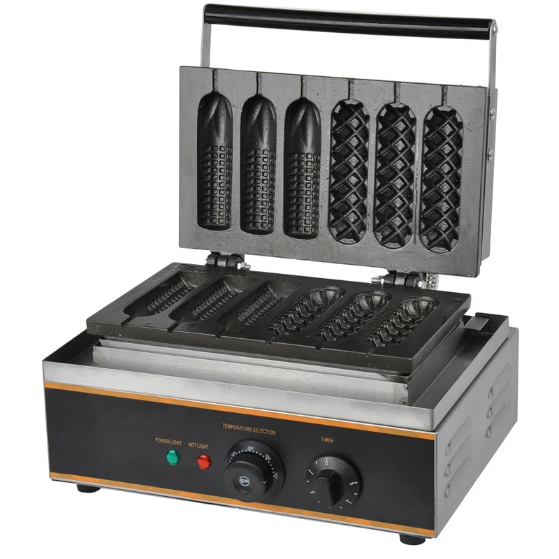 

Six pieces Commercial corn waffle maker machine, french muffin hot dog making machine