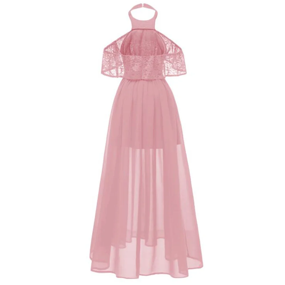 Женское платье с открытой спинкой длинное вечернее без рукавов из шифона