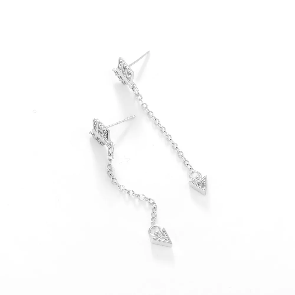 Cxwind The Arrow of Love Tassel Earrings Charm Feather Zircon Triangle Earring for Women Beautiful Jewelry Wholesale | Украшения и