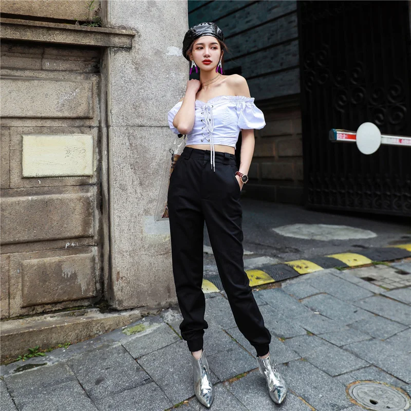QoerliN женские брюки капри спортивные Pantalon большой Femme свободные девушка Harajuku карго