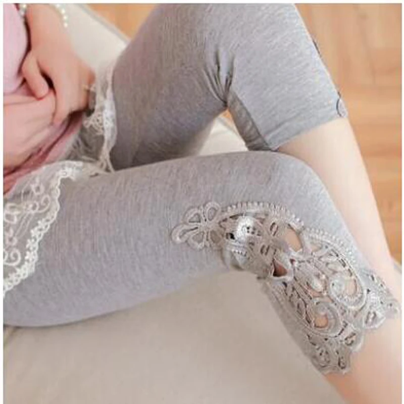 grey Leggings Shikoroleva женские леггинсы модал хлопок 3/4 Капри мягкие короткие непрозрачные Джеггинсы крючком кружева размера плюс 7XL 6XL 5XL XS красный - Цвет: grey Leggings