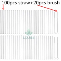 100pc reusable and temperature resistant environmental glass water drinking straws with brush wedding birthday party