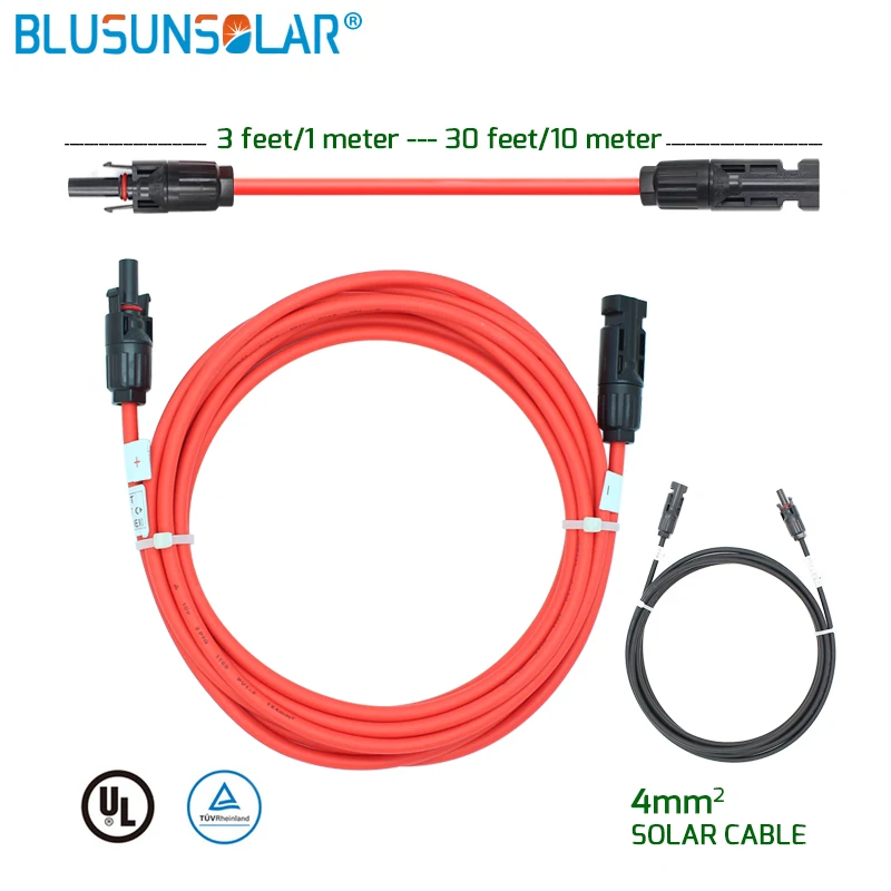 50 PCS /Lot Hot Selling 4mm2 1 Meter 12AWG Solar Extension Cable With PV Connectors Male Female For Soalr Pv System | Обустройство