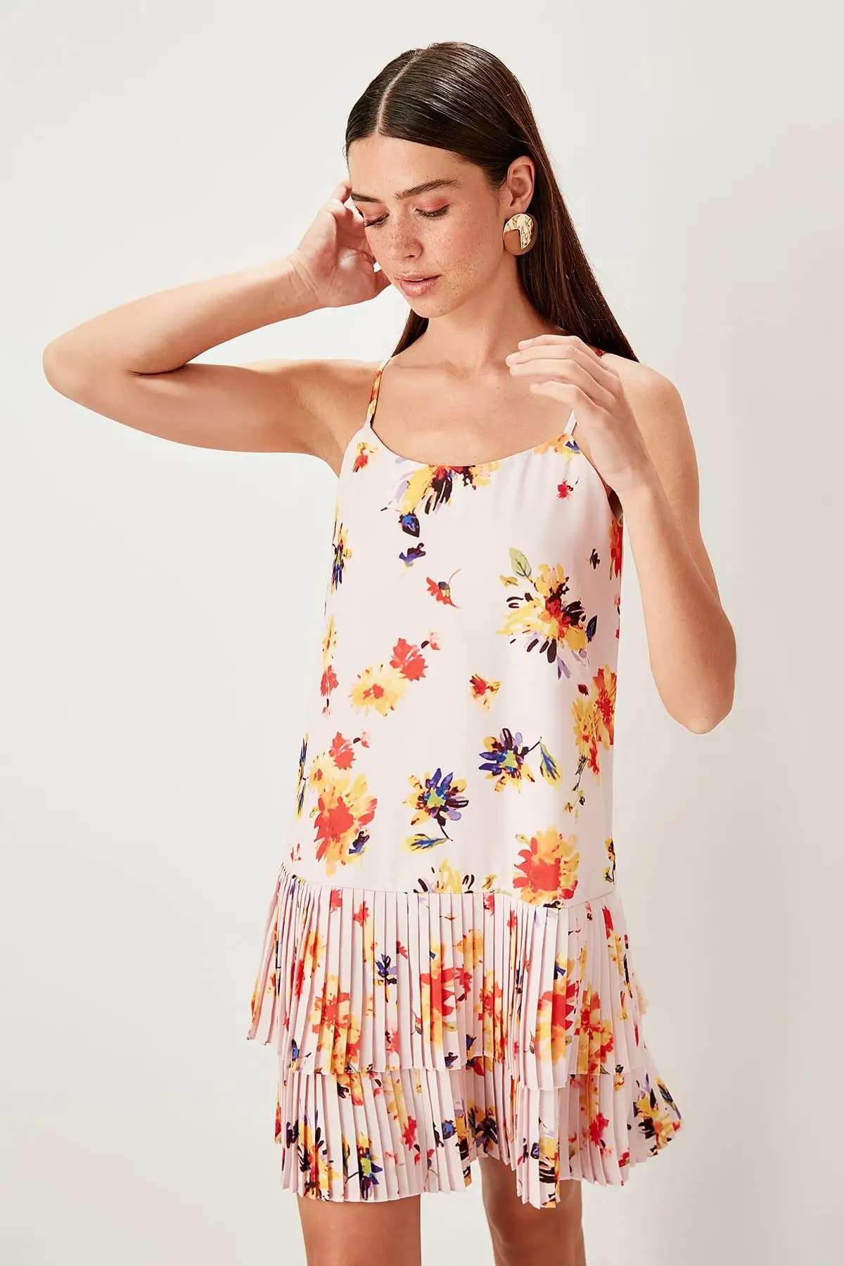 Trendyol Powder Piliseli Patterned Dress TWOSS19VM0010 | Женская одежда