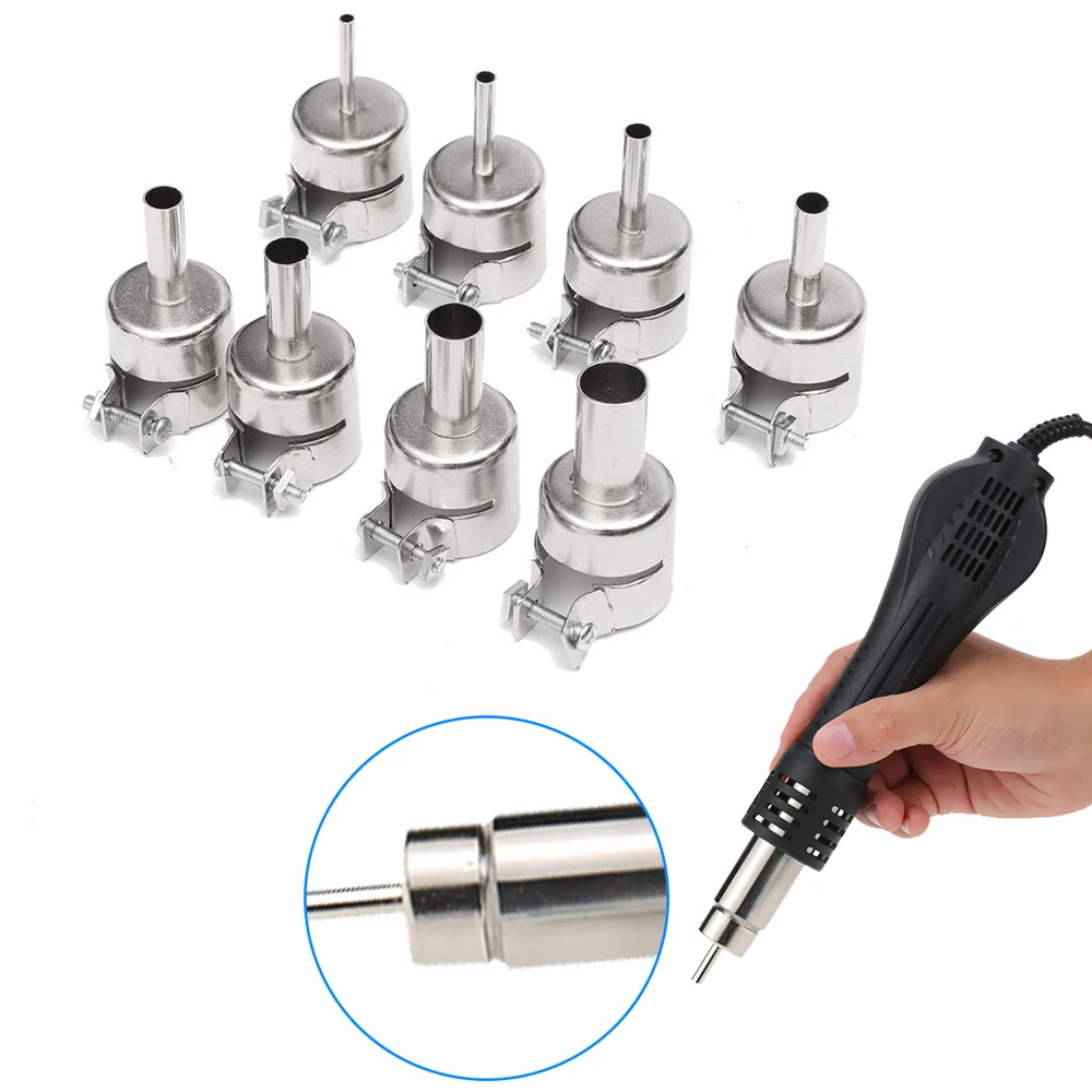 

8pcs 3/4/5/6/7/8/10/12mm Hot Air Generator Nozzles Heat Air Machine Solder Set Hot Air Soldering Station