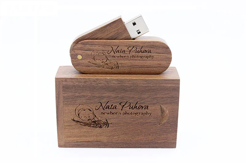JASTER USB 3,0 с логотипом на заказ вращающийся деревянный usb+ коробка USB флэш-накопитель 8 Гб 16 г 32 Гб карта памяти фотография свадебный подарок