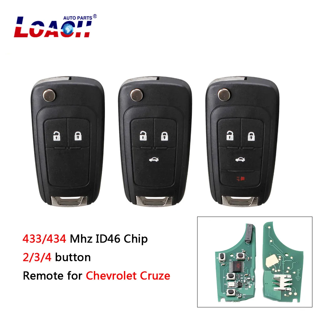 Ключ Автомобильный складной с 2/433 кнопками МГц чип id 46 для Chevrolet Cruze Malibu Aveo Spark Sail