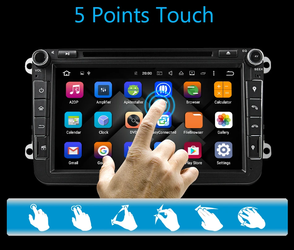 Eunavi 8 'ƈ Din Android 9 0 автомобильный DVD плеер gps навигации радио для VW Jetta Tiguan Passat B6