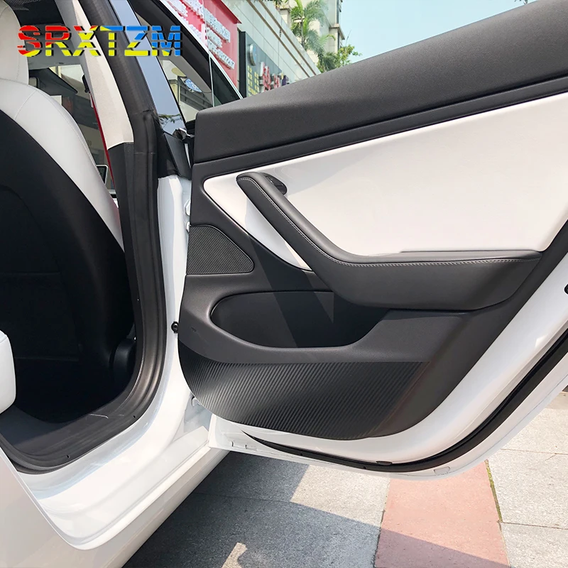 

SRXTZM для Tesla Model 3 S X 4 шт., стикер для автомобильной двери, защита от грязи, коврик, подушка, чехол, стильные аксессуары, новинка