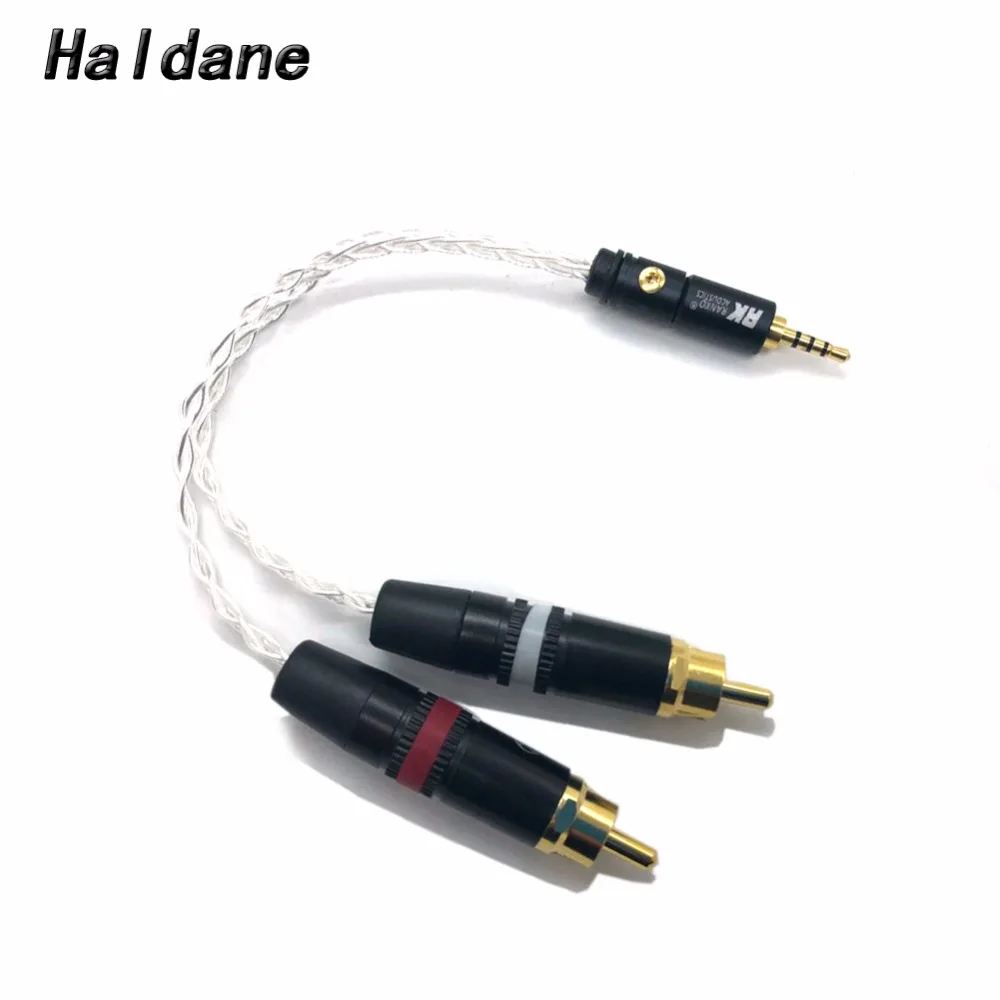 

Free Shipping Haldane 2.5mm TRRS/4.4mm Balanced Male to 2 RCA Male Audio Adapter Cable 7N OCC Copper Silver plated Audio Cable