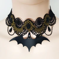 glhgjp trendy women lace choker necklace gothic black bat chain jewelry false collar necklace halloween jewelry pendant necklace