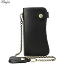 Винтажный Мужской кошелек с цепочкой crazy horse из натуральной кожи, двойной длинный клатч, кошелек с отделением для карт, кошелек на молнии для монет, Rfid, карман для телефона