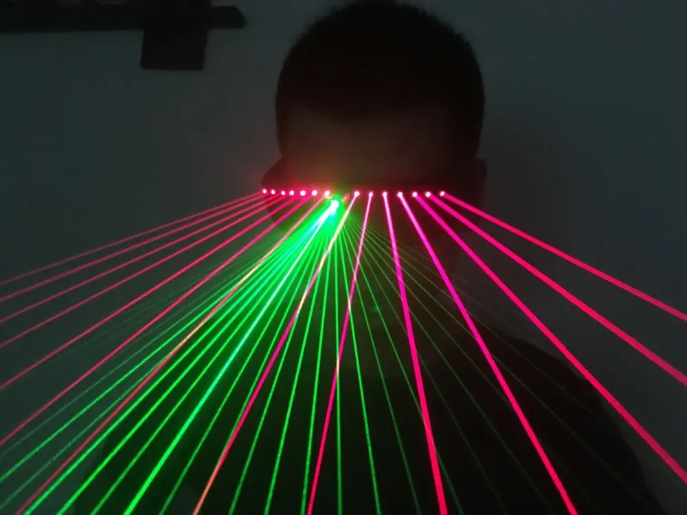 

Charging design bar laser glasses red, green, red and blue two-color laser glasses evening glow glasses equipment