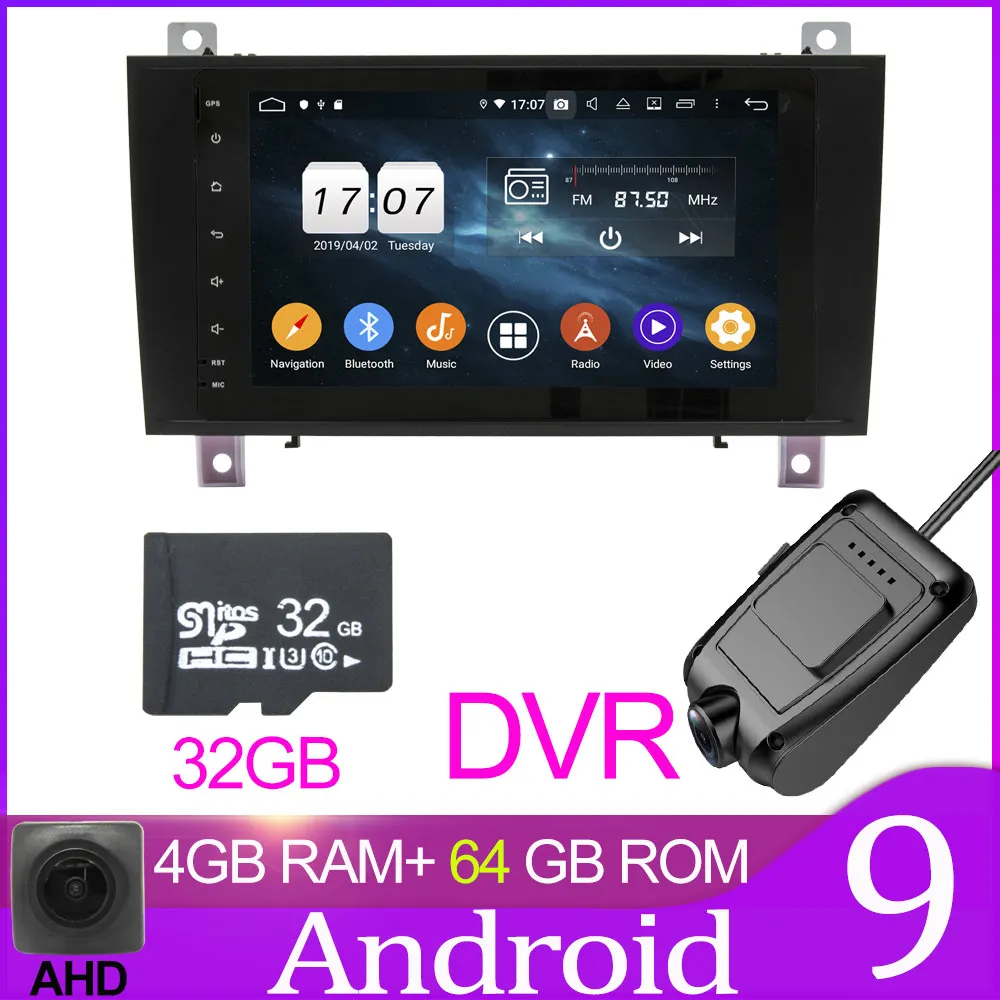 64GB with DVR Owtosin автомобильный Радио мультимедийный видео плеер навигация gps Android 9,0 для Mercedes-Benz SLK Class R171 W171 c-класс W203 CL203 - Цвет: 64GB with DVR
