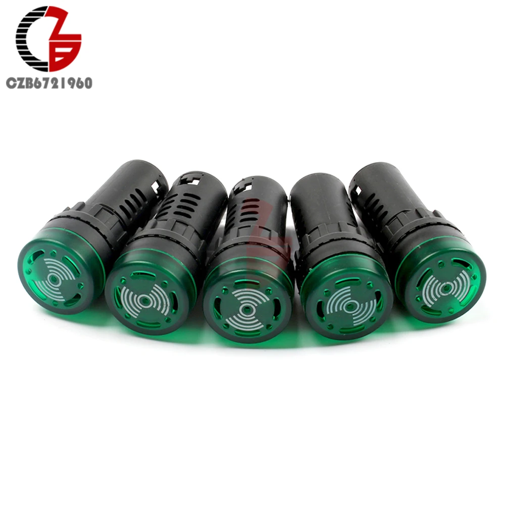 12V 24V 110V 220V Светодиодный светильник световой сигнал зуммер светодиодный сигнальный светильник индикатор светильник Предупреждение лампы Красный Зеленый Желтый AD16-22SM