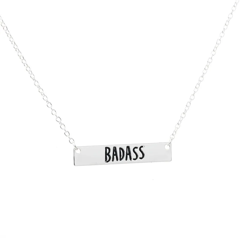 Женские буквы &quotBADASS&quot слова металлическая пластина ожерелье милый бар для