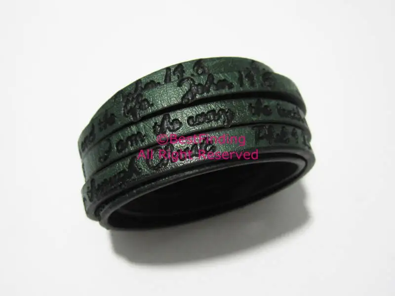 

5x2mm leather cord Maxim pressed dark green 5mm flat leather cord
